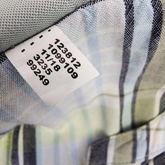 Catherine's Tunic Top Sz 2X Striped Plaid Green Ruffle 3/4 Sleeve Popover Rayon - Picture 9 of 9